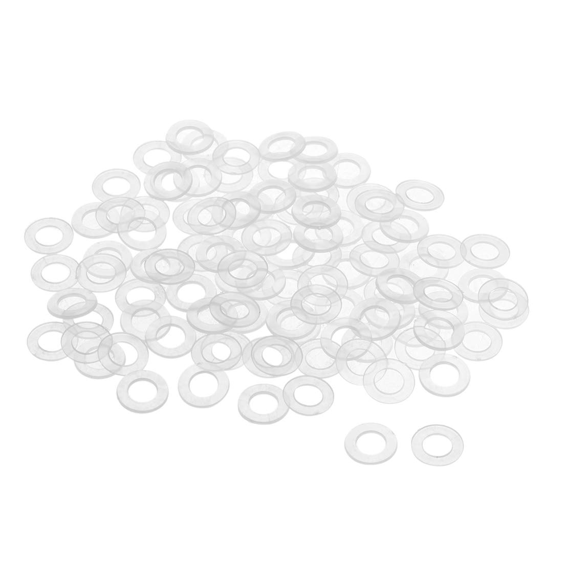sourcing map Nylon Flat Washers M6 11mm OD 6mm ID 0.8mm Thickness Sealing Gasket for Faucet Pipe Water Hose, Clear, Pack of 300