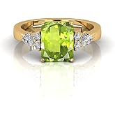 LMDPRAJAPATIS 9.00 Carat Vintage Natural Peridot Gemstone Birthstone Green Peridot CZ Ring Dainty Promise Rings for Women's