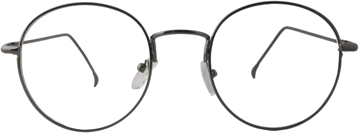 AISSWZBER Blue Light Block Women Metal Circle Non-prescription Eyeglasses