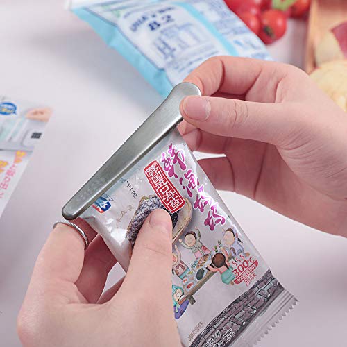 8 Packs Stainless Steel Chip bag Clips, DanziX 4.45Inch Length Jaw Sealing Clip for Reusable Storage Box/Food/Bread/Coffee Bags, Kitchen and Office Usage