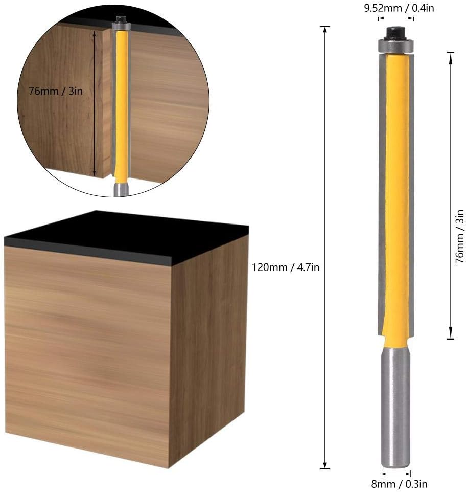 3 Piezas 8 mm Vástago Carpintería Fresa Fresadora Recortadora Fresadora con  Rodamiento Para Madera Herramientas de corte Industria, empresas y ciencia  futakuchi-hakata.com