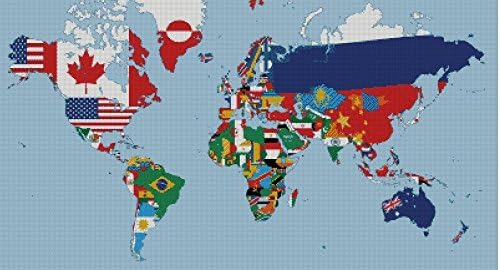 the world map 3 counted cross stitch kits, 14ct, Egypt cotton thread 400x220 stitch, 82x50 cm cross stitch kits