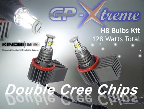 128 Watts 7000K WHITE BMW H8 (Version 5) Angel Eyes Bulbs Kit CREE LEDs
