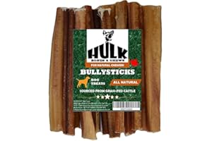 Hulk Pet 6-inch Bully Sticks for Dogs (Pack of 10) 225g Natural Scent & Long Lasting Dog Dental Chew Made of Beef Pizzle Sour