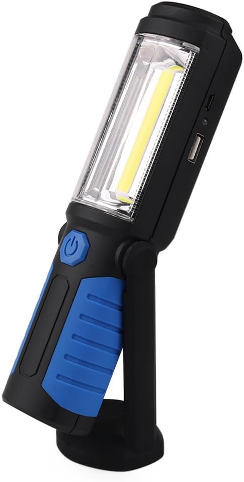 Dealbay LED Work Light With Magnetic Base Rechargeable Handheld Flashlight LED Torches Lamp COB Cordless Inspection Lamp 2200mA Battery Powered For Outdoor Camping Workshop with Hanging Hook (Blue)