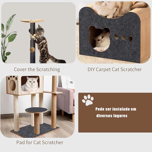 Protetor de Sofa Gato, Tapete Antiarranhão Para Gatos, Protetor de Móveis Autoadesivo Para Gatos, 200 x 40 cm, Cinza