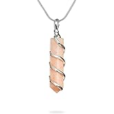 AYANA Peach Moonstone Necklace for Women - Natural Crystal Healing Pendant - Heart Chakra Stone, Self Love & Emotional Balance - Handmade Spiritual Jewelry Gift