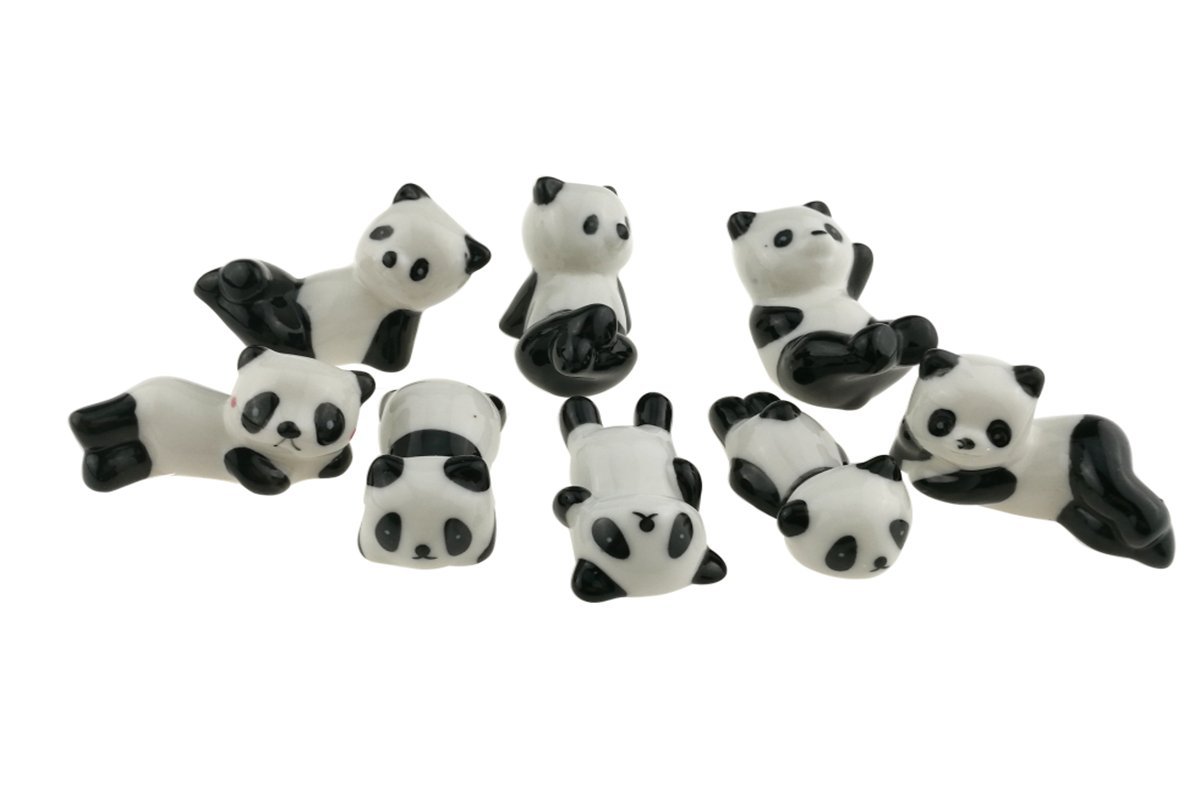 Winterworm 8pcs/lot Super Cute Black And White Ceramic Panda Chopsticks Stand Rest Rack Porcelain Spoon Fork Knife Holder Rack For Home Decoration