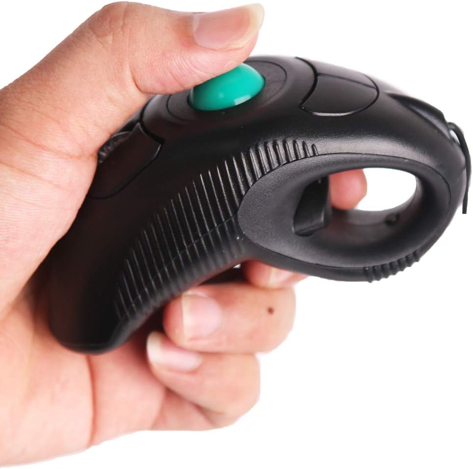 Ergonomic Handheld Trackball Mouse Wired Portable Finger USB Mice for Laptop Mac Left Right Handed Users