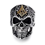 Men's Masonic Skull Rings Stainless Steel Freemason Band