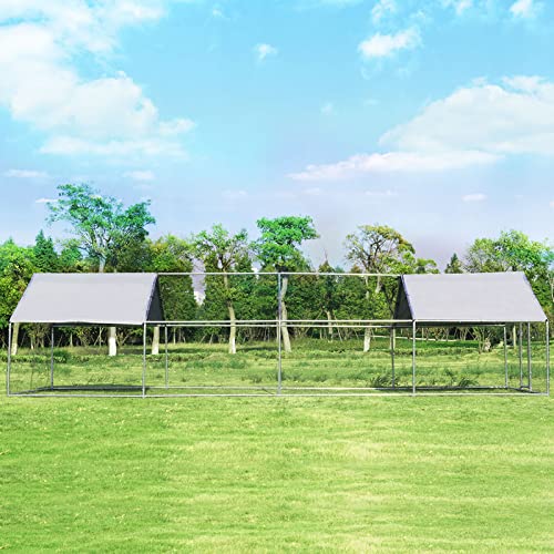 Giantex 26ft Large Metal Chicken Coop, Walkin Chicken Coops Run House