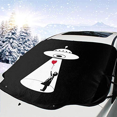 Ytree フロントカバー 車サンシェード 防水 雪対策 落葉対策バンクシー ガール ハート型のバルーン
