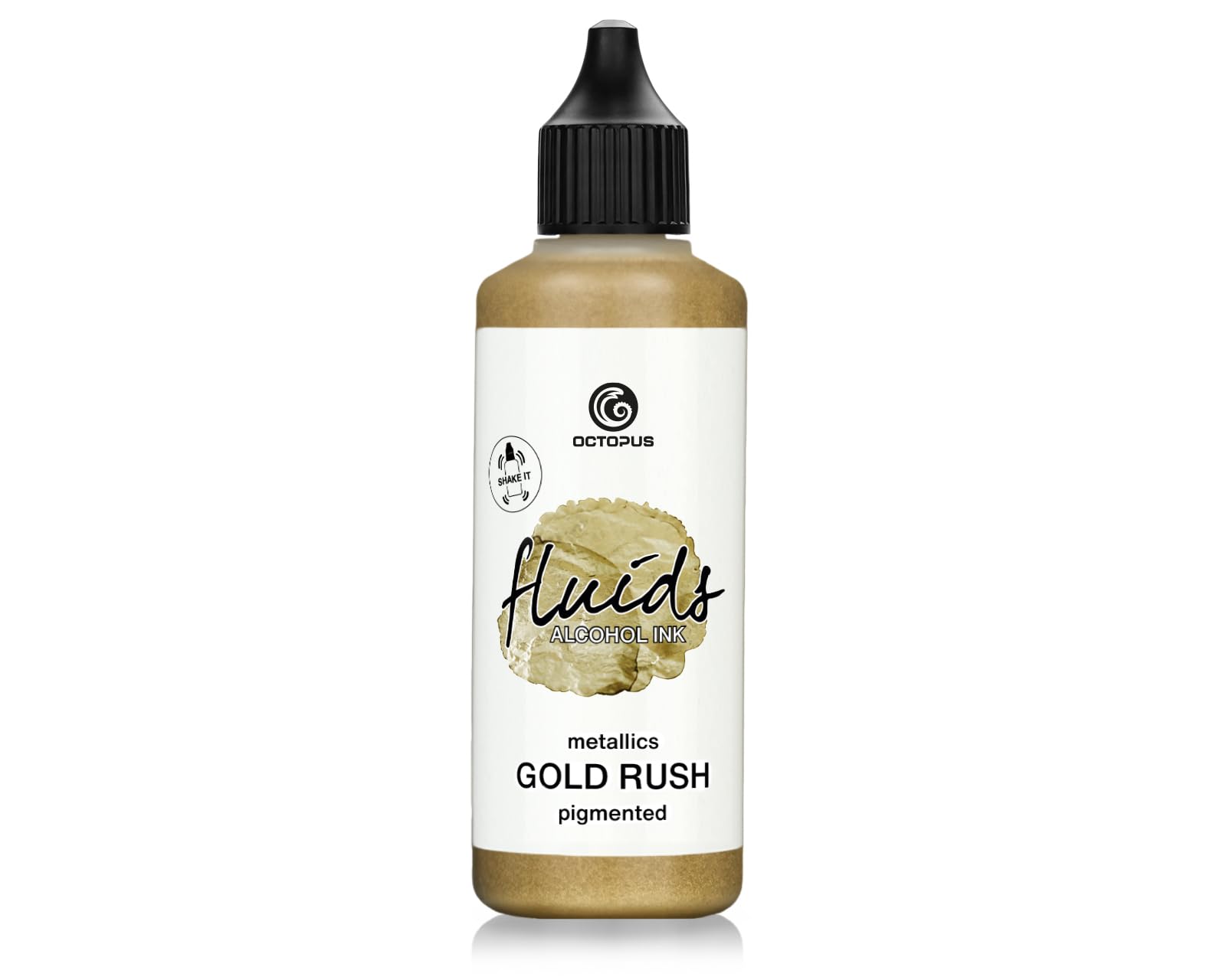 100 ml Fluids Alcohol Ink Gold Rush for Fluid Art and Resin, Metallic Gold