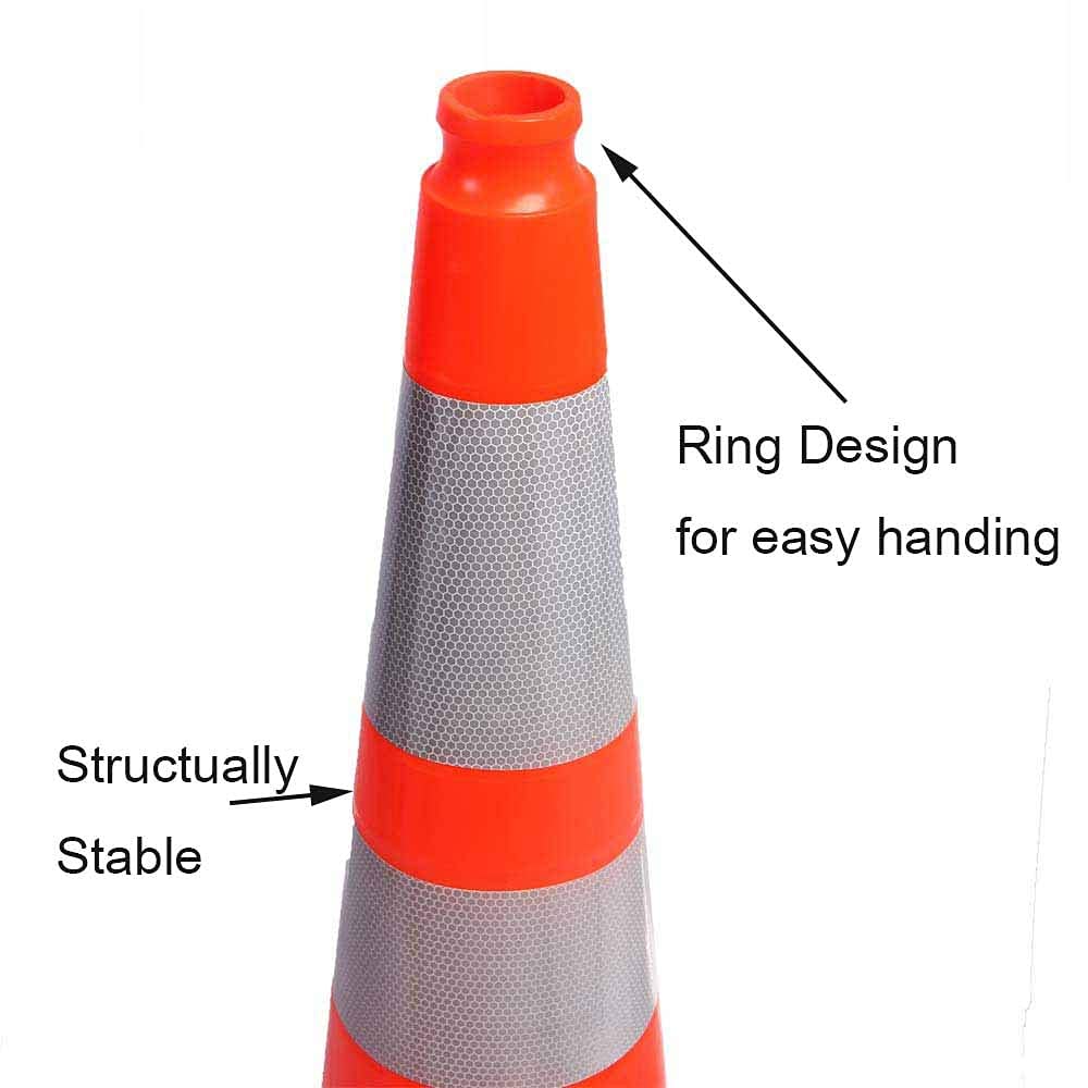 (6 Pack) BESEA 28” Orange Safety Traffic Cone, Black Base Construction Road Parking Cone Structurally Stable，Crowd Control at Public Places (28" Height).: Industrial & Scientific