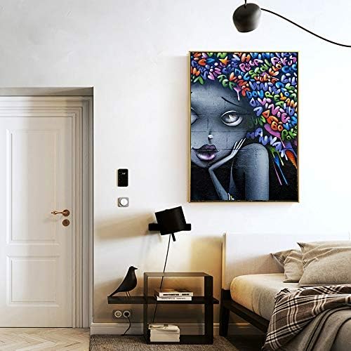 Hechuyue Arte Moderno De La Pared Graffiti Imprime Linda Chica