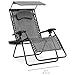 Best Choice Products Oversized Zero Gravity Reclining Lounge Patio Chairs w/Folding Canopy Shade and Cup Holder (Gray)