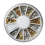 120Pcs Gold Silver Metal Nail Art Tips Fashion Metallic Studs Stickers