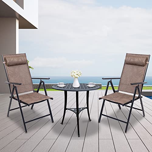 PatioPost Aluminum Outdoor Folding Chair with Armrest Adjustable