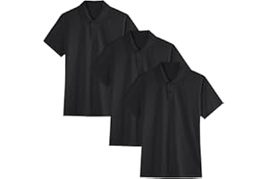 3 Pack Boys Youth Kids Polo Shirt Mesh Athletic Dry-Fit Short Sleeve Golf Shirt Moisture Wicking Active Tops(Age 5-16)