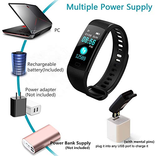 Fitness Tracker with Blood Pressure Monitor, Colorful Screen Activity Tracker Watch IP67 Waterproof Smart Fitness Band with Step Counter, Calorie Counter, Pedometer Watch for Kids Women Men (Black) - Thumbnail 4