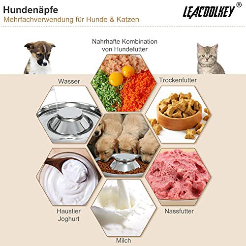2 Stücke Welpen Edelstahl Hundenapf - LEACOOLKEY Hundefutter Wasserschale Langsam fütternde Entwöhnungsschüssel Haustiere für Kleine Hunde Katzen Haustiere