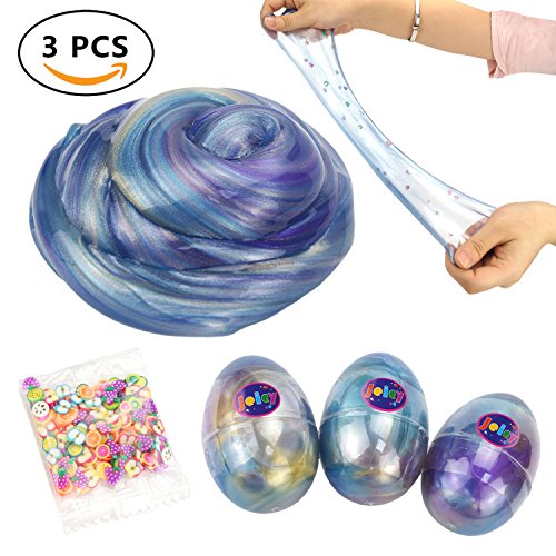 Soft Egg Slime Colorful Fluffy Slime Scented Stress Relief Toy Sludge Toys (3 Pack)