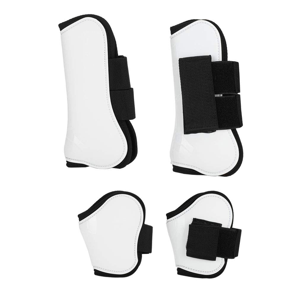 Horse Leg Guard, 4PCS PU Shell Horse Front Back Leg Guard Boot Wrap Protective Boots Horse Fly Leg Guards Set During Jump