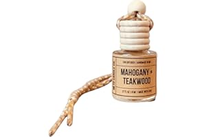 MLTD Candle Co. | Car Diffuser | Hanging Car Diffuser | Wooden Lid Car Diffuser | Made in the USA | Car Air Freshener (Mahogany + Teakwood), Glass