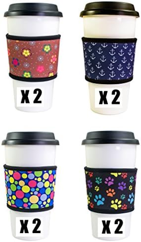 Oliveland Neoprene Insulated Coffee Cup Sleeves (4color-8pcs)