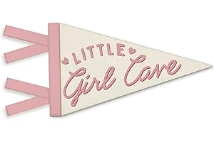 NEFMGEG Baby Girl Nursery Decor, Little Girl Cave Wall Felt Pennants Banners Flags, Preppy Pink and Beige Wall Hanging Decor for Toddler Girls Nursery Bedroom Room Playroom