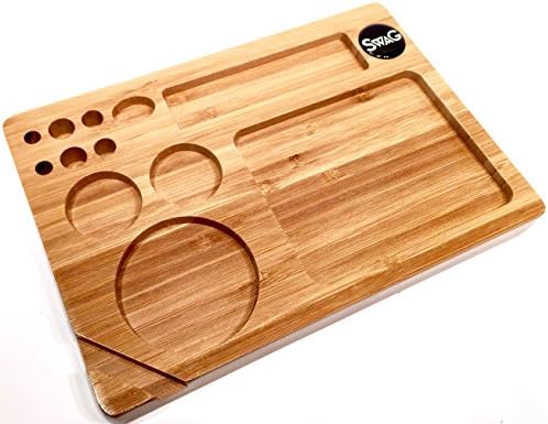 Swagstr Bamboo Rolling Tray Natural Wood 6 x 9 High Quality with Natural Finish (Swagstr)