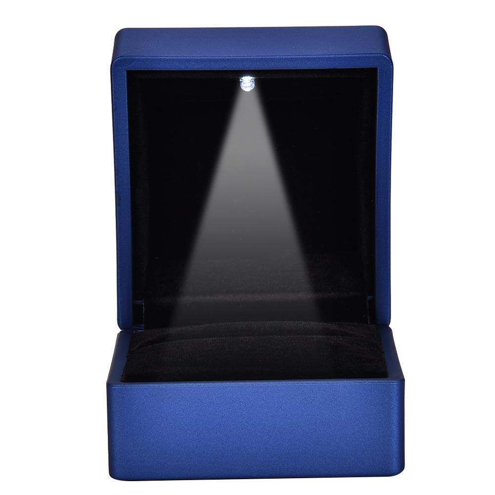Ring box,2 Types Fashionable LED Ring Box -LED Luminous Storage Box Jewelry Display Stand, Ring/Pendant Box, for marriage proposal, engagement and wedding(Blue -65 * 60 * 50) engagement ring box