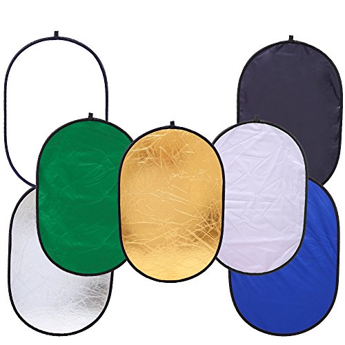 35 x 47 inch Photography Collapsible Reflector Photo Video 7 in 1 Oval Blue Green Light Reflectors Disc Accessories Kit with Carrying Case for Outdoor Camera Vedio Lighting