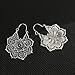 Vintage Gypsy Hammered Antique Silver Lotus Flower Hoop Earrings for Women (Silver)