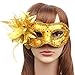 IETANG 10pcs Set Mardi Gras Half Masquerades Venetian Masks Costumes Party Accessory (gold-10pc)