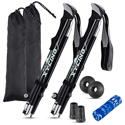 XYCING Trekking Poles Collapsible Hiking Poles, 2 Pack Adjustable Auminum Alloy Hike Walking Sticks Foldable Lightweight for Hiking Camping (Black) - Thumbnail 7