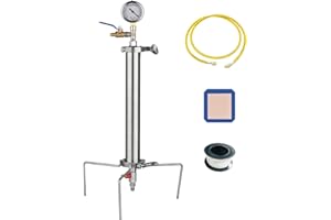P PBAUTOS Stainless Steel Vacuum Chamber/Tube with Vacuum Gauge, 90 Gram Closed Loop Extractor with Tripod, Perfect for Extracting from Plant Leaves, Industry Use