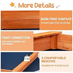 HONEY JOY Kids Sandbox with Cover, Hexagon Wooden