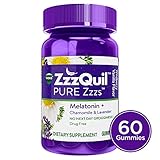 Vicks ZzzQuil PURE Zzzs Melatonin Natural Flavor Sleep Aid Gummies with Chamomile, Lavender, & Valerian Root, 1mg per gummy, 60 ct (Packaging May Vary)