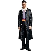 Weixu Cosplay Costume Black Pu Leather Long Coat Outfits Suit with Hat for Men Women Halloween