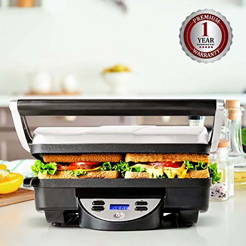 OVENTE Electric Panini Press Sandwich Maker with NonStick Cooking