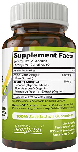 Organic Apple Cider Vinegar 1500mg- Raw, Non-GMO, Extra Strength, 120 or 180 Capsules, Vegetarian (180 Capsules) - Thumbnail 5