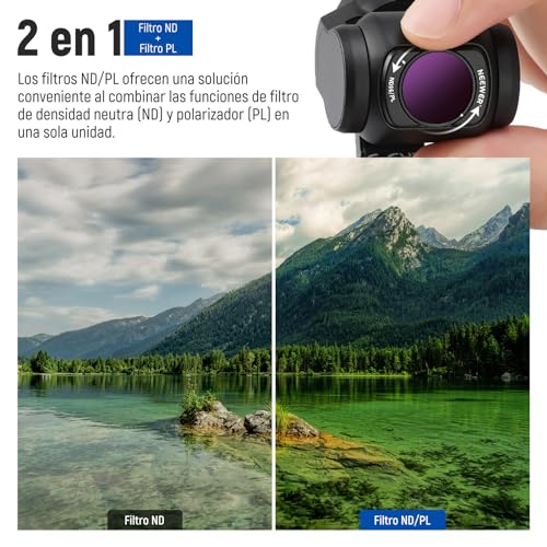 NEEWER Juego de filtros magnéticos ND/CPL Compatible con dji OSMO Pocket 4 y Pocket 3 / Xtra Muse cámara de acción, Paquete de 6 filtros UV CPL ND16/PL ND32/PL ND64/PL ND256/PL
