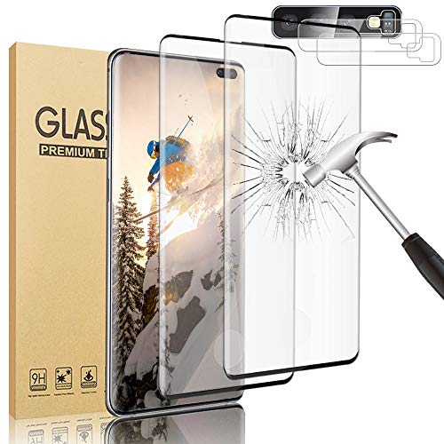 2+2 Pack Galaxy S10 Plus Screen Protector Tempered Glass, with