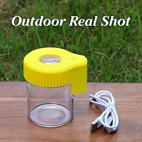 Glass Jar With Magnifying Lid and Light, Honeypuff LightUp LED