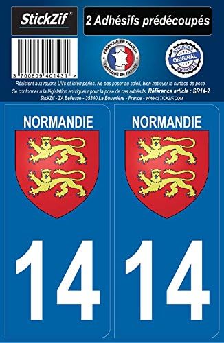 STICKZIF SR14-2 Set of 2 Self-Adhesive Stickers Department Region 14 Normandy, Set of 2, other, Norme