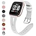 QIBOX Leather Bands Compatible with Fitbit Versa/Versa 2, Slim Vintage Leather Band Replacement Strap Women Man Wristband Accessories Compatible with Fitbit Versa 2 Smartwatch