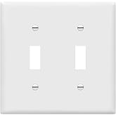 ENERLITES Toggle Light Switch Wall Plate, Gloss Finish, Size 2-Gang 4.50" x 4.57", Double Switch Cover, Unbreakable Polycarbonate Thermoplastic, 8812-W, White