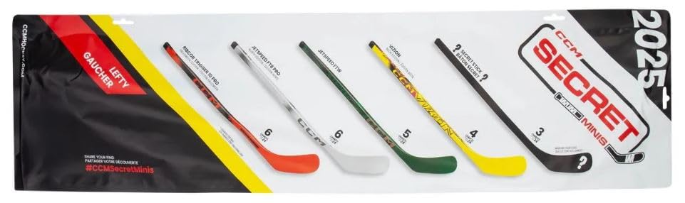 CCM Secret Mini 2025 Hockey Sticks - Surprise Packs with Exclusive Designs, 27" Composite Mini Sticks for Fans & Collectors