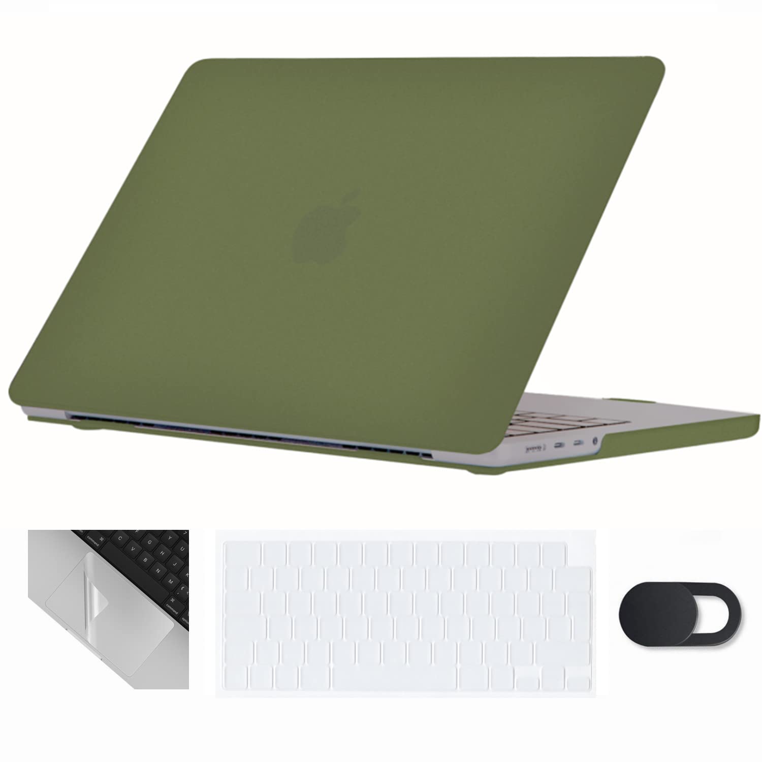 Se7enline Compatible with 2024 2023 2022 2021 MacBook Pro 16 inch Case Hard Cover for A2991 A3403 A2780 A2485 M4 M3 M2 M1 & TPU Keyboard Cover & Webcam Cover & Trackpad Protector,Avocado Green